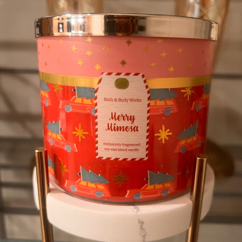 Bath and  Body Works Merry Mimosa 3 Wick Candle NWT